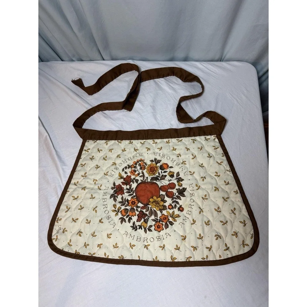 Vintage Half Apron Retro Ambrosia Apple Floral CSC 1979 Homesteading Ties